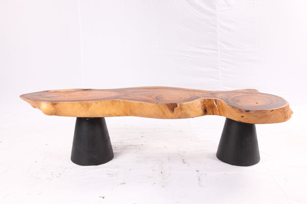 Brown Living Edge Coffee Table with Black Legs