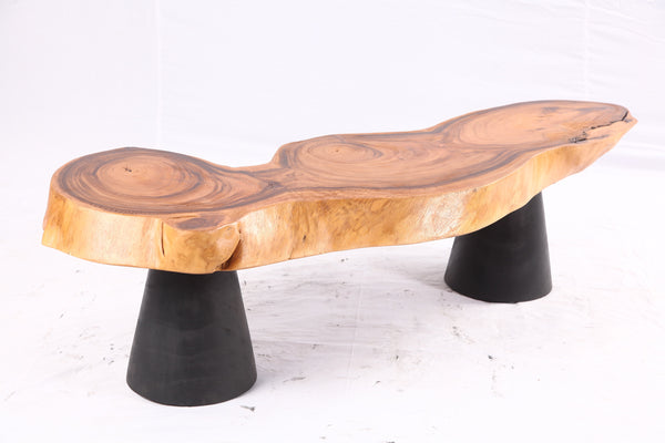 Brown Living Edge Coffee Table with Black Legs