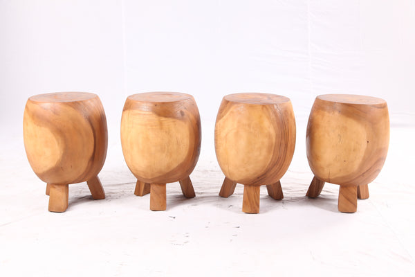 15” Round Natural Wood Drum Accent Table - Single