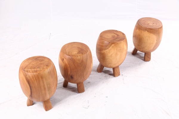 Pair of 15” Round Natural Wood Drum Accent Table
