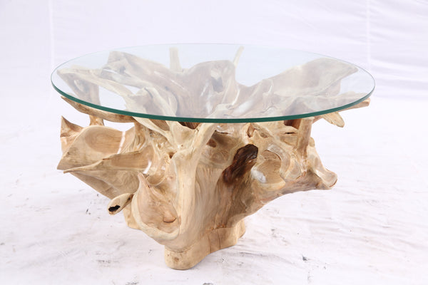 32” Inch Diameter Sculptured Teak Root Round Coffee Table 221
