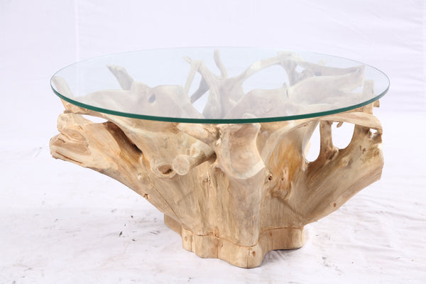32” Inch Diameter Sculptured Teak Root Round Coffee Table 221