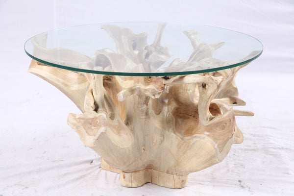 32” Inch Diameter Sculptured Teak Root Round Coffee Table 221
