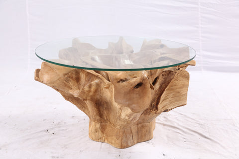 32” Inch Diameter Sculptured Teak Root Round Coffee Table 222