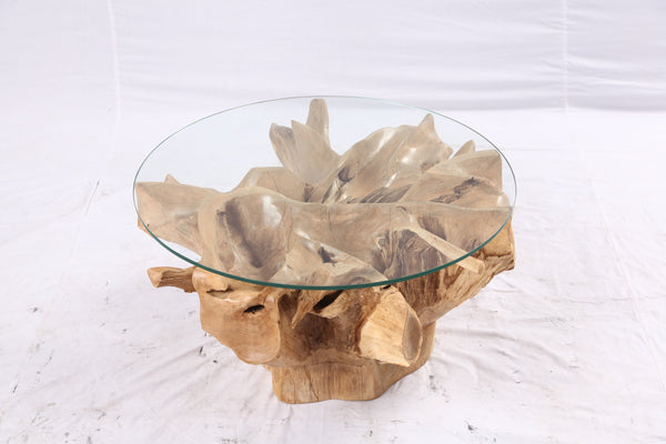 32” Inch Diameter Sculptured Teak Root Round Coffee Table 222