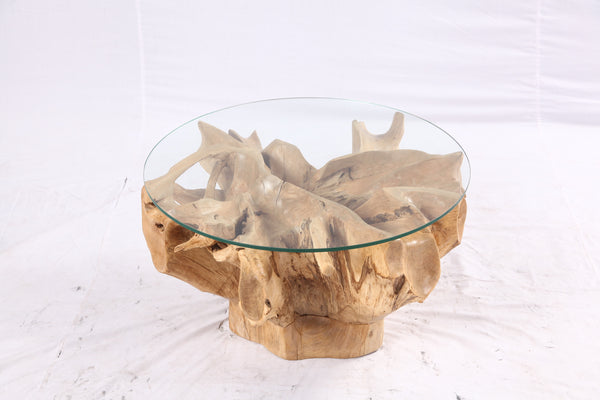 32” Inch Diameter Sculptured Teak Root Round Coffee Table 222