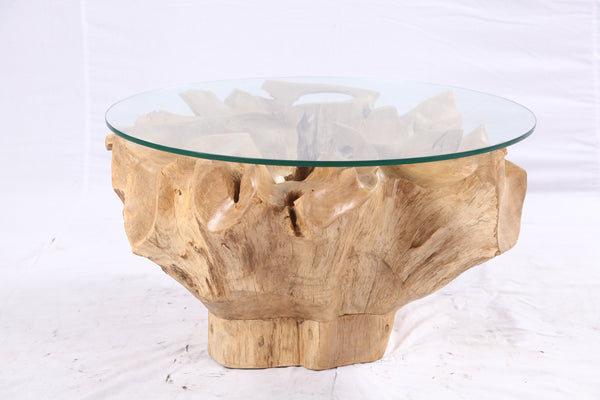 32” Inch Diameter Sculptured Teak Root Round Coffee Table 222