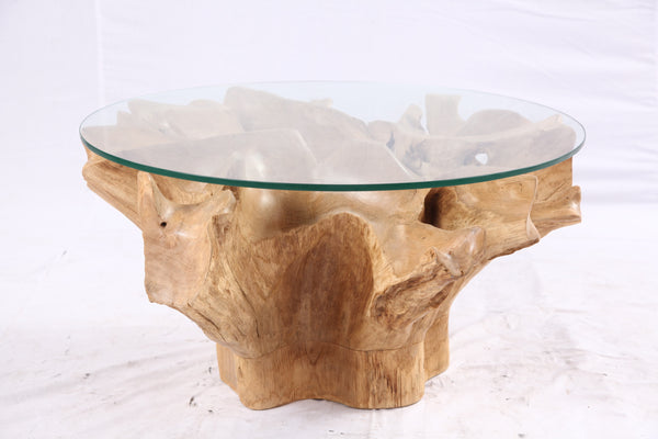 32” Inch Diameter Sculptured Teak Root Round Coffee Table 222