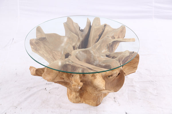 32” Inch Diameter Sculptured Teak Root Round Coffee Table 222