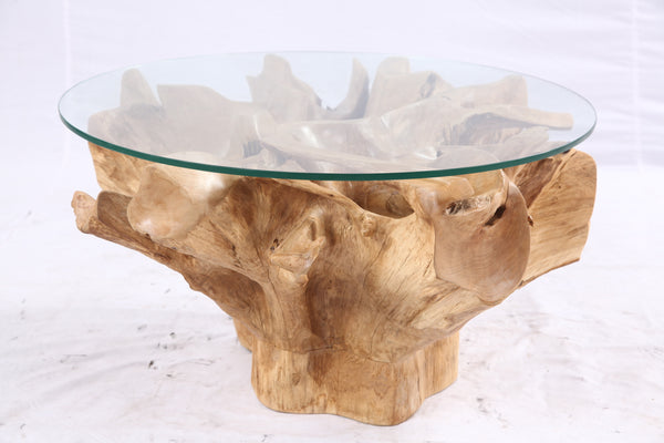 32” Inch Diameter Sculptured Teak Root Round Coffee Table 222