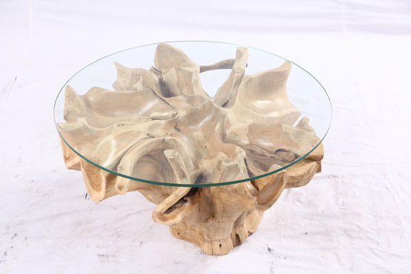 32” Inch Diameter Sculptured Teak Root Round Coffee Table 223