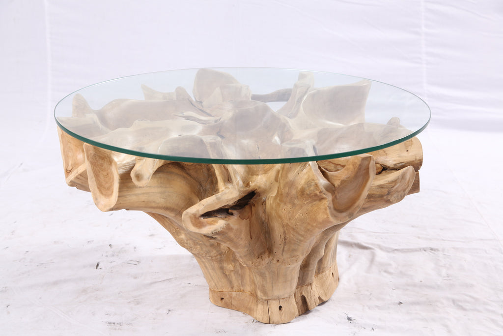 32” Inch Diameter Sculptured Teak Root Round Coffee Table 223