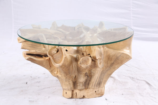32” Inch Diameter Sculptured Teak Root Round Coffee Table 223