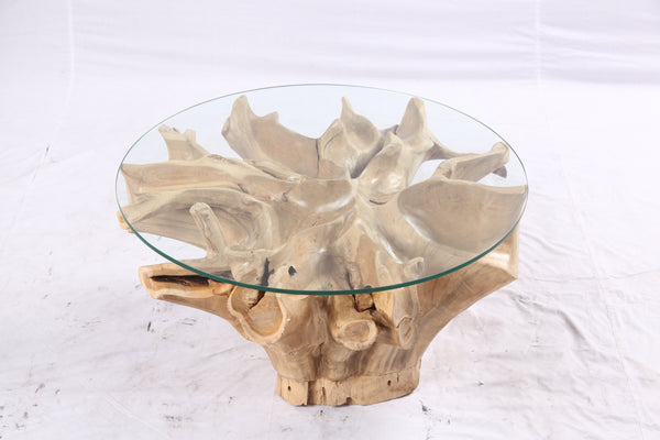 32” Inch Diameter Sculptured Teak Root Round Coffee Table 223