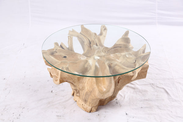32” Inch Diameter Sculptured Teak Root Round Coffee Table 223