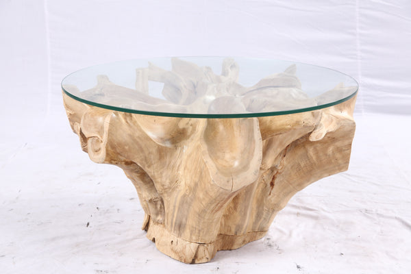 32” Inch Diameter Sculptured Teak Root Round Coffee Table 223