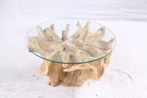 32” Inch Diameter Sculptured Teak Root Round Coffee Table 223