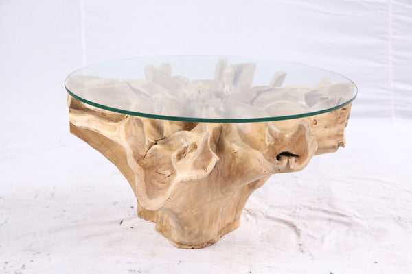 32” Inch Diameter Sculptured Teak Root Round Coffee Table 223