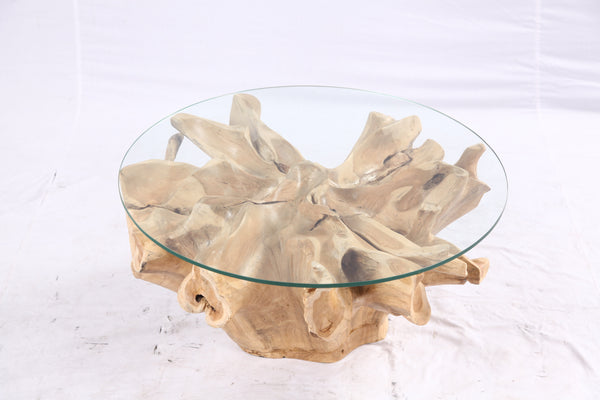 32” Inch Diameter Sculptured Teak Root Round Coffee Table 223
