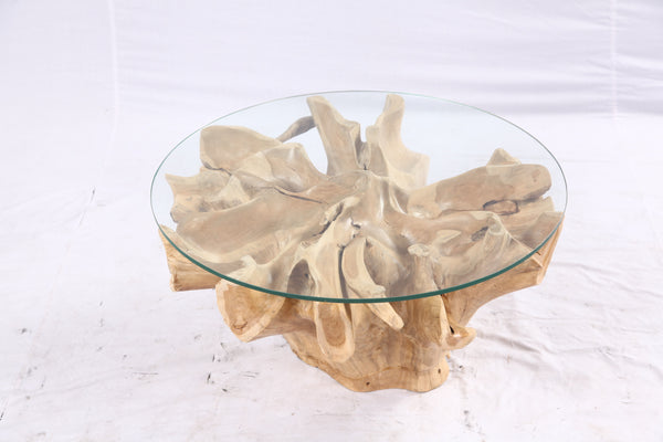 32” Inch Diameter Sculptured Teak Root Round Coffee Table 223