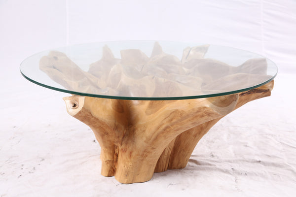 40” Inch Diameter Sculptured Teak Root Round Coffee Table