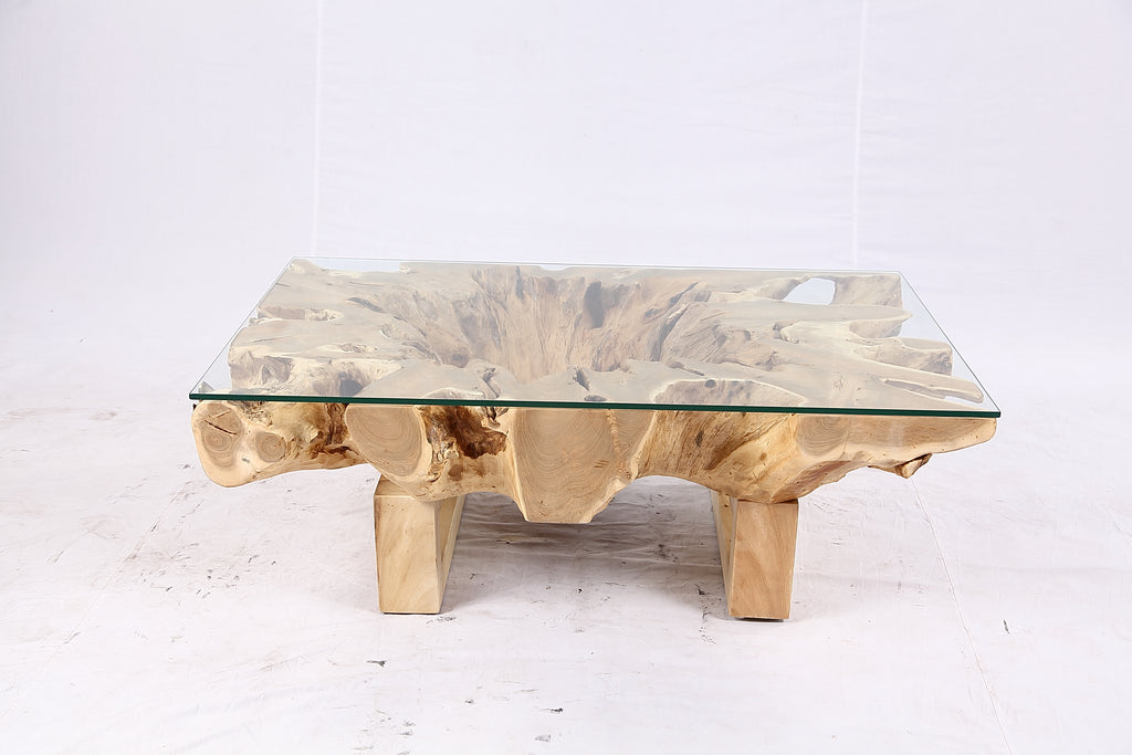48” Inch Rectangular Sculptured Teak Root Coffee Table 242A