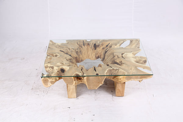48” Inch Rectangular Sculptured Teak Root Coffee Table 242A