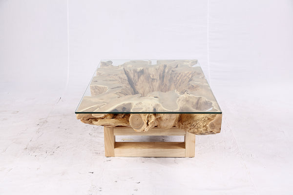 48” Inch Rectangular Sculptured Teak Root Coffee Table 242A