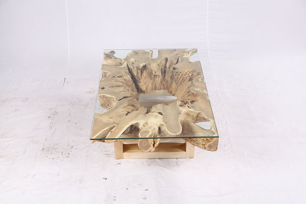 48” Inch Rectangular Sculptured Teak Root Coffee Table 242A