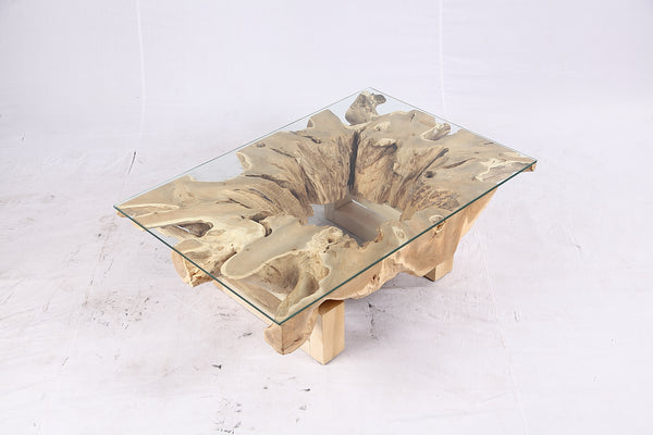 48” Inch Rectangular Sculptured Teak Root Coffee Table 242A