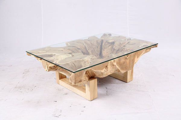 48” Inch Rectangular Sculptured Teak Root Coffee Table 242A