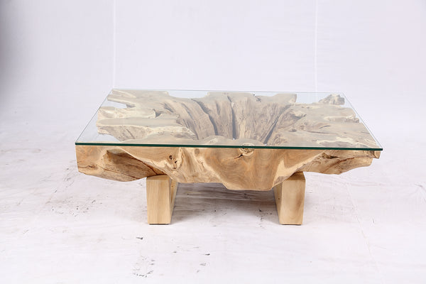48” Inch Rectangular Sculptured Teak Root Coffee Table 242A