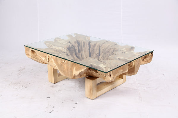 48” Inch Rectangular Sculptured Teak Root Coffee Table 242A