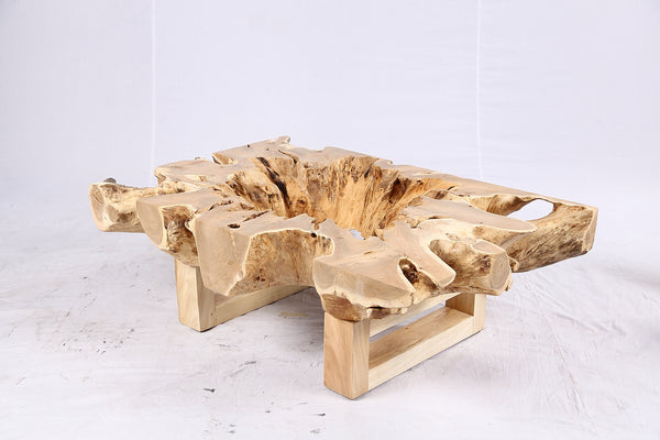 48” Inch Rectangular Sculptured Teak Root Coffee Table 242B