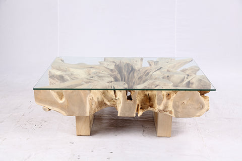 48” Inch Rectangular Sculptured Teak Root Coffee Table 243A