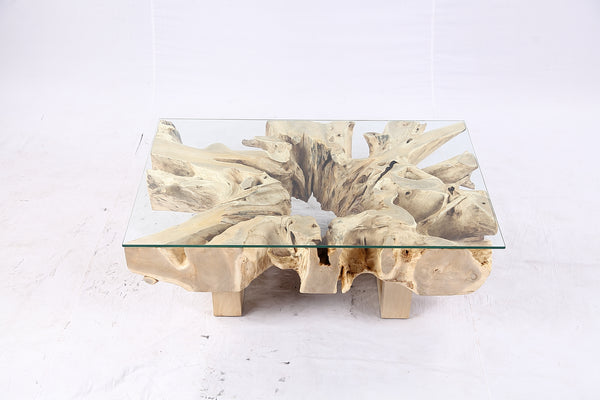 48” Inch Rectangular Sculptured Teak Root Coffee Table 243A