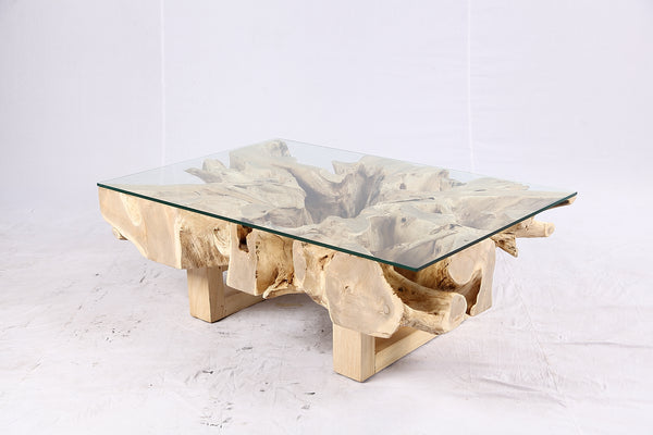 48” Inch Rectangular Sculptured Teak Root Coffee Table 243A