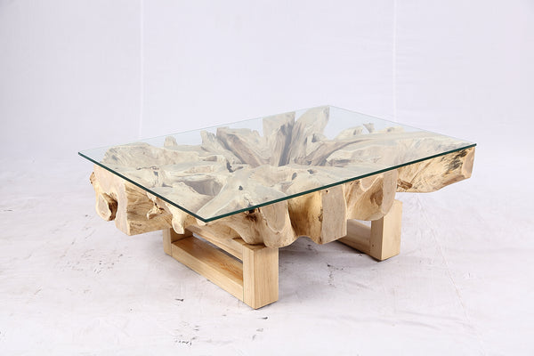 48” Inch Rectangular Sculptured Teak Root Coffee Table 243A