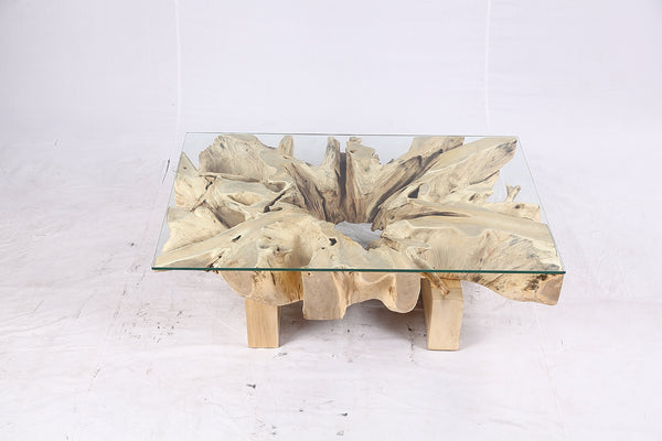 48” Inch Rectangular Sculptured Teak Root Coffee Table 243A