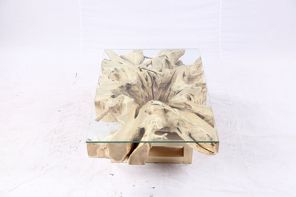 48” Inch Rectangular Sculptured Teak Root Coffee Table 243A