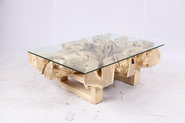 48” Inch Rectangular Sculptured Teak Root Coffee Table 243A
