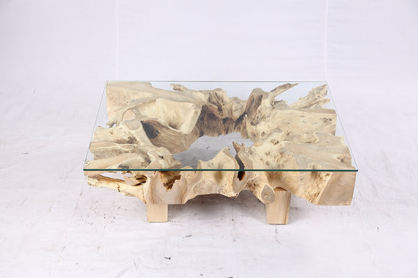 48” Inch Rectangular Sculptured Teak Root Coffee Table 241A