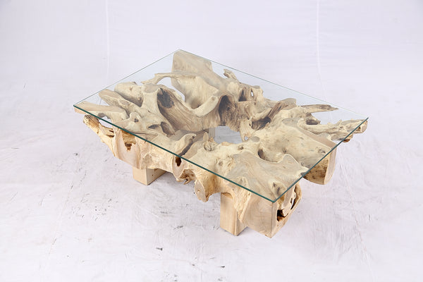 48” Inch Rectangular Sculptured Teak Root Coffee Table 241A
