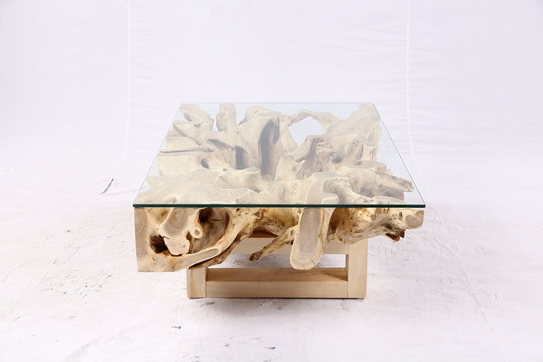48” Inch Rectangular Sculptured Teak Root Coffee Table 241A