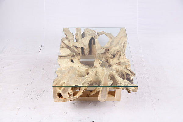 48” Inch Rectangular Sculptured Teak Root Coffee Table 241A