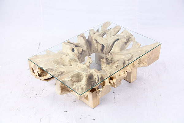 48” Inch Rectangular Sculptured Teak Root Coffee Table 241A