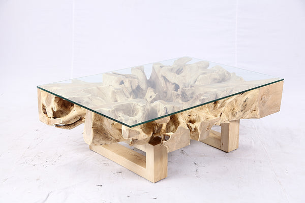 48” Inch Rectangular Sculptured Teak Root Coffee Table 241A