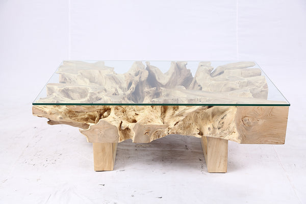 48” Inch Rectangular Sculptured Teak Root Coffee Table 241A