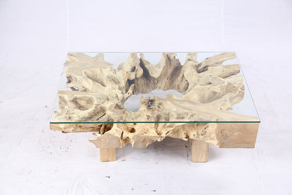 48” Inch Rectangular Sculptured Teak Root Coffee Table 241A