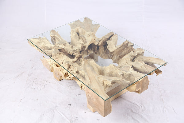 48” Inch Rectangular Sculptured Teak Root Coffee Table 241A